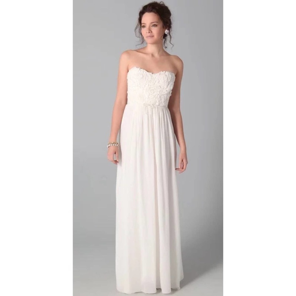 Rebecca Taylor Silk Textured Rose Strapless Dress Size 4